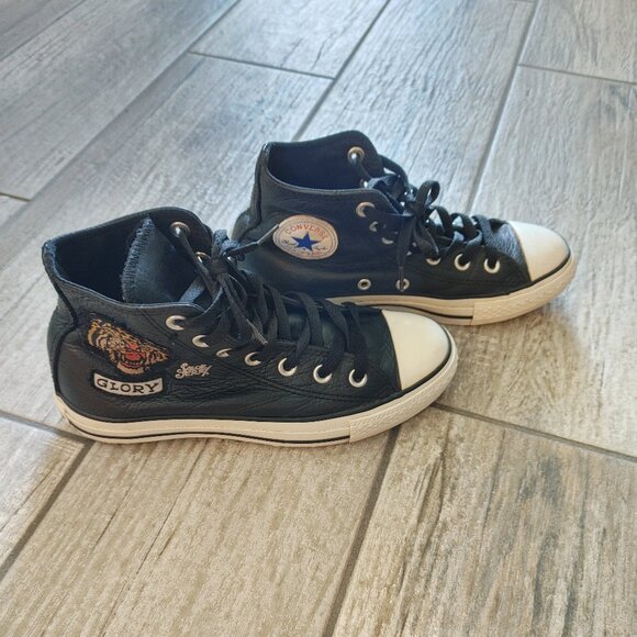 Rare Genuine Leather Converse All Star Chuck Taylor Sailor Jerry Shoes - Men's 4 - Picture 7 of 16